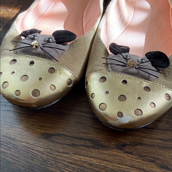 Kate Spade Gold and Black Mouse Flats - Picture 2 of 4